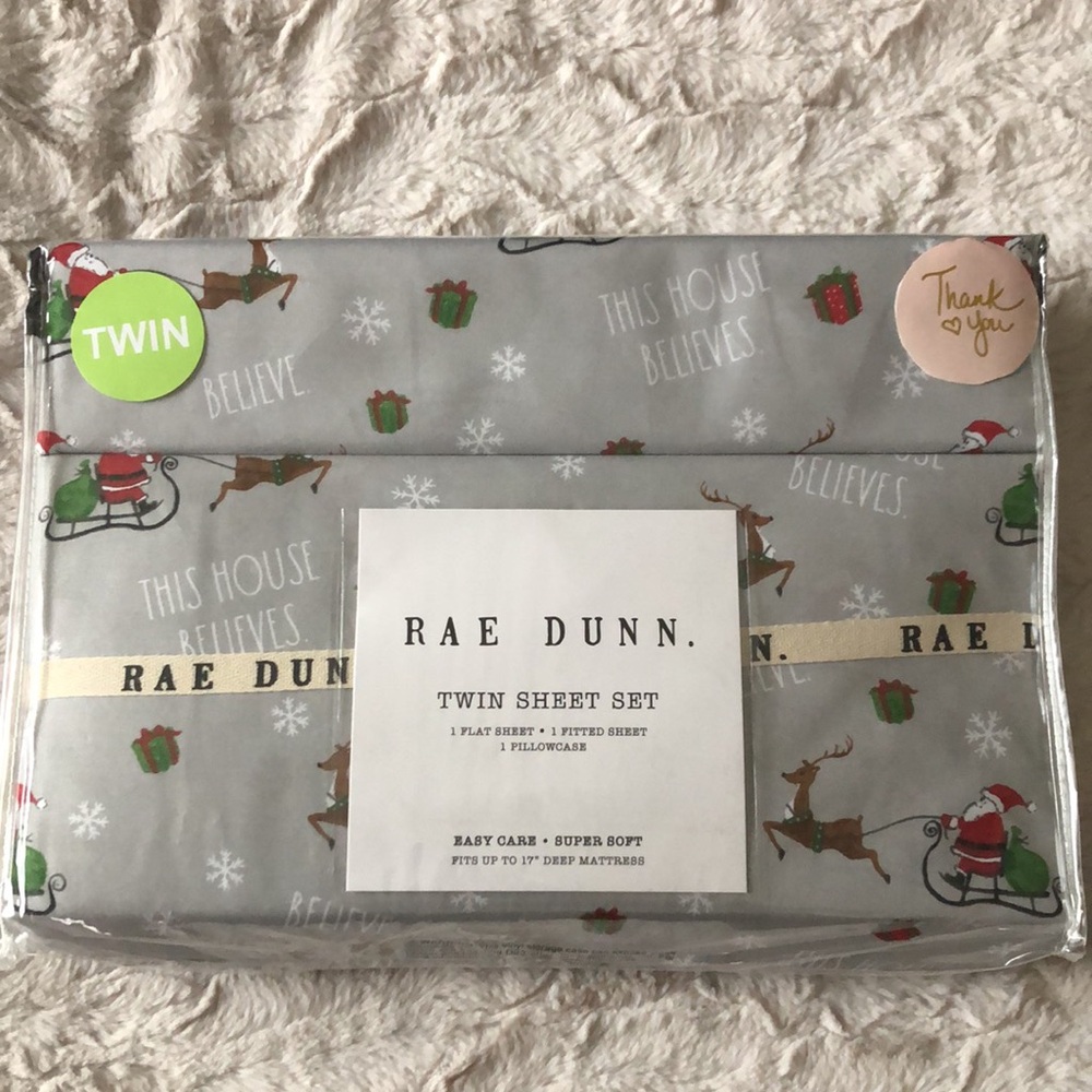Rae Dunn Christmas Holiday THIS HOUSE BELIEVES Sheet Set